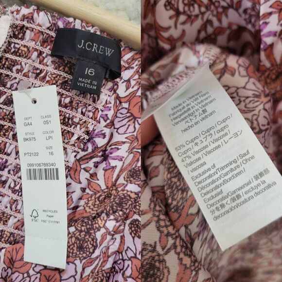 J crew Sweetheart long-sleeve midi dress in fete floral Sz 16 NWT $268 - Picture 12 of 12